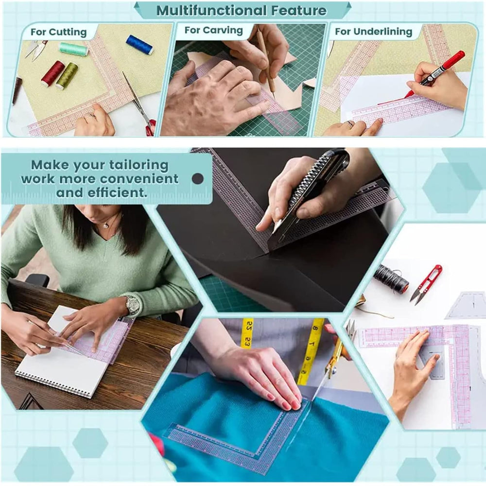 Plastic L Shape Ruler Curve Sewing Measure Professional Tailor Craft Tool for Drafting (5808)