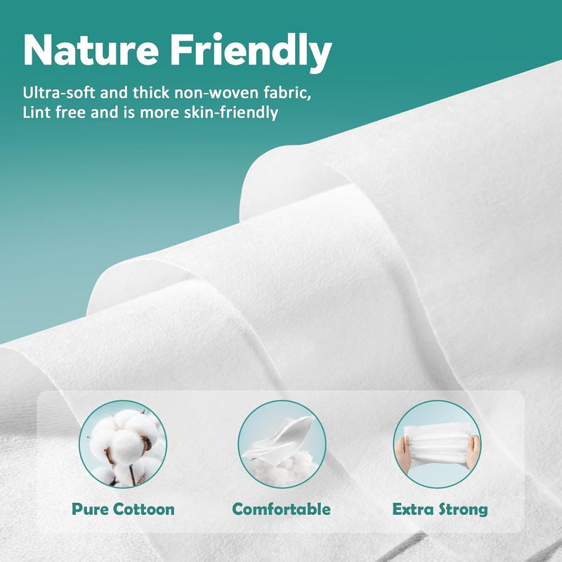 Disposable Face Towels, 100% Cotton Facial Tissues for Dry & Wet Use, Facial Wash Cloth for Sensitive Skin, Super Soft & Thick Facial Towels for Adults and Baby, Makeup Remover Dry Wipes, 600 Count