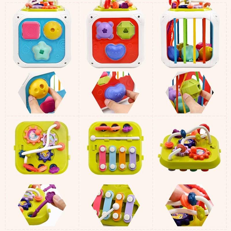AiTuiTui Baby Toys 18 Months, Multifunctional Sensory Teething Toys for 2 Year Old Boy Girl, Learning Educational Shape Sorter Interactive Activity Cube for Toddlers 1st Birthday Gifts