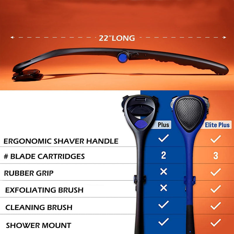 Aputue Back Shaver for Men, Manual Back Hair Shaver for Men, Ergonomic Handle, Shave Wet Or Dry (Extra Blades Included), Flexible Head for Safe Shaving, Shave Wet or Dry Body Groomer Trimmer