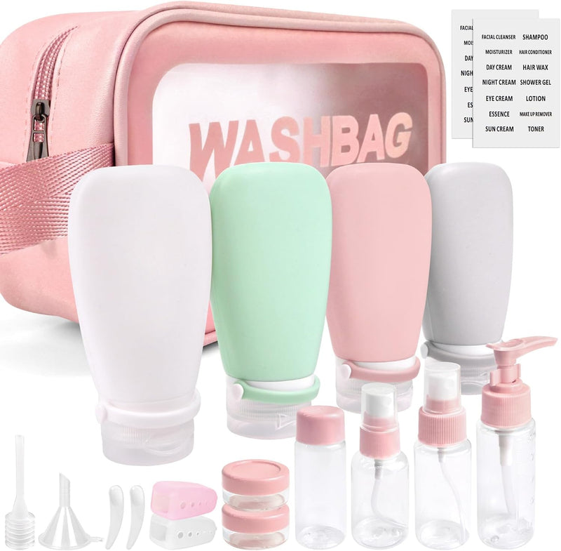 Noideeer 18 Pack Travel Bottle Set, 3oz Silicone Travel Containers, TSA Approved, BPA Free, with a Special Leak-Proof Design. Refillable Liquid Travel Size Toiletries Ideal.