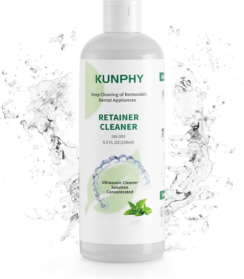 Ultrasonic Retainer Cleaner Solution, Professional Denture Cleaner for Retainers, lnvisible Aligners, Mouth Guards, Effectively Removes Odors, Safe for Ultrasonic Cleaning Machine,8.5oz - Green