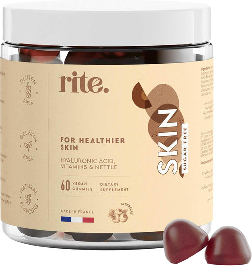 SKIN Vitamin Gummies, for healthier skin, glowing, radiant, clean skin, anti-aging ingredients, Sugar Free, Vegan, Blueberry Flavour (60 Count)
