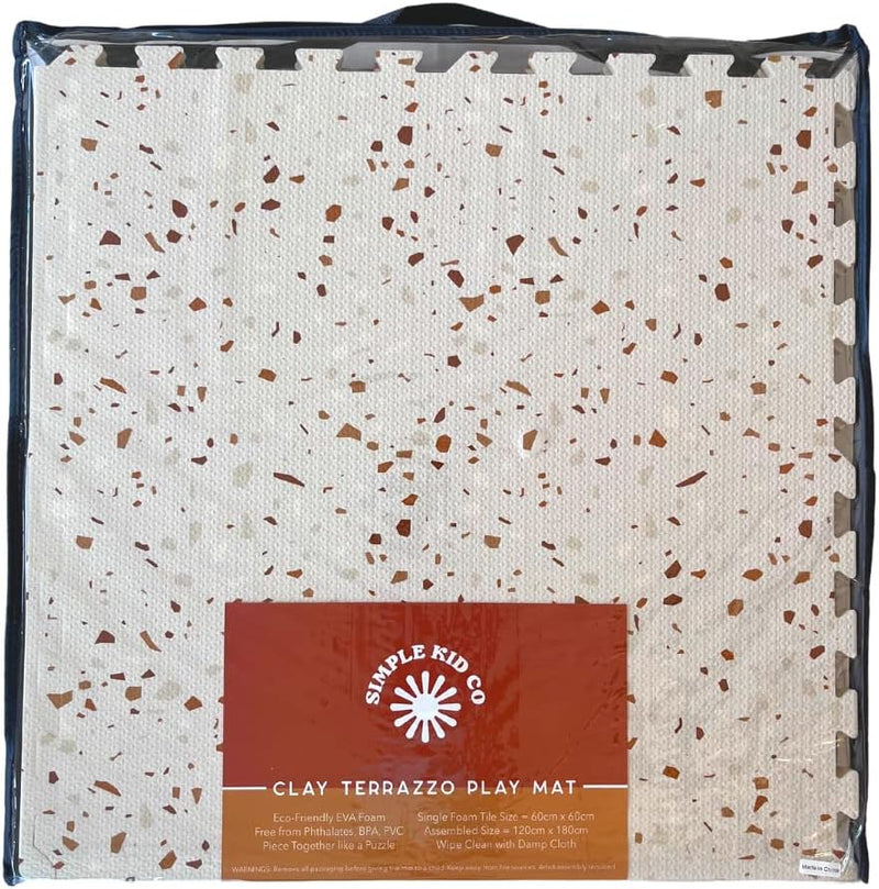 Simple Kid Co. Play Mat for Baby, Toddler and Infants, Six Interlocking Tiles Made with Soft Non-Toxic EVA Foam, 4x6 feet (Clay Terrazzo)