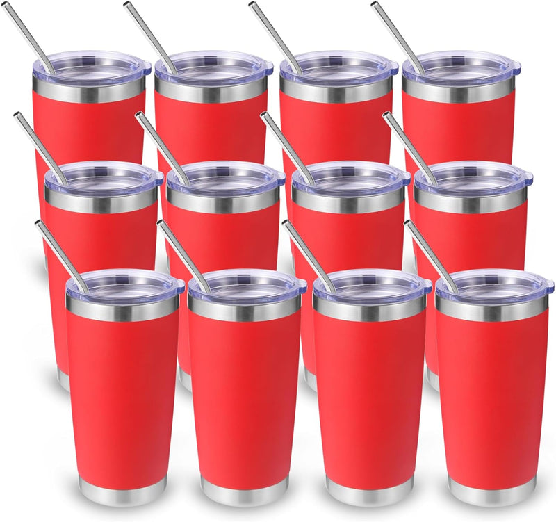 Volhoply 20oz Stainless Steel Tumbler with Lid and Straw,Double Wall Insulated Travel Iced Coffee Mug Fits Car Cup holder,Powder Coated Cups for Hot and Cold Drinks,Gifts for Women Men（White,1 Set）