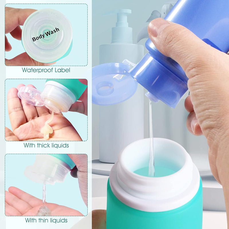INSFIT Travel Bottles for Toiletries,Leak Proof 90ml Travel Size Containers, BPA Free TSA Approved Squeezable Silicone Tubes for Shampoo Conditioner Lotion Soap with Labels