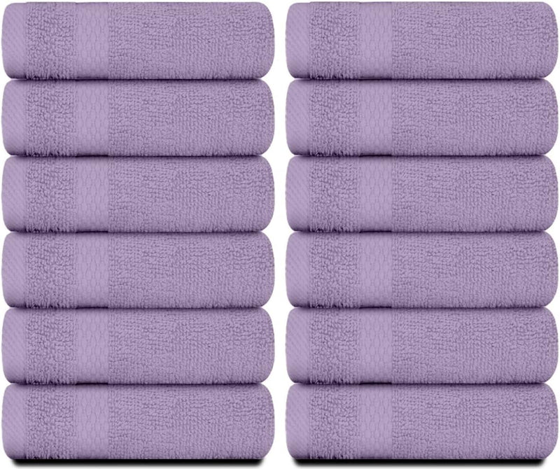 White Classic Luxury Cotton Washcloths - Small Hotel Spa Bathroom Face Towel | 12 Pack |