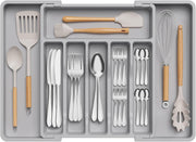 Silverware Drawer Organizer, Expandable Utensil Tray for Kitchen, BPA Free Flatware and Cutlery Holder, Adjustable Plastic Storage for Spoons Forks Knives, Large, Black - Grey 1