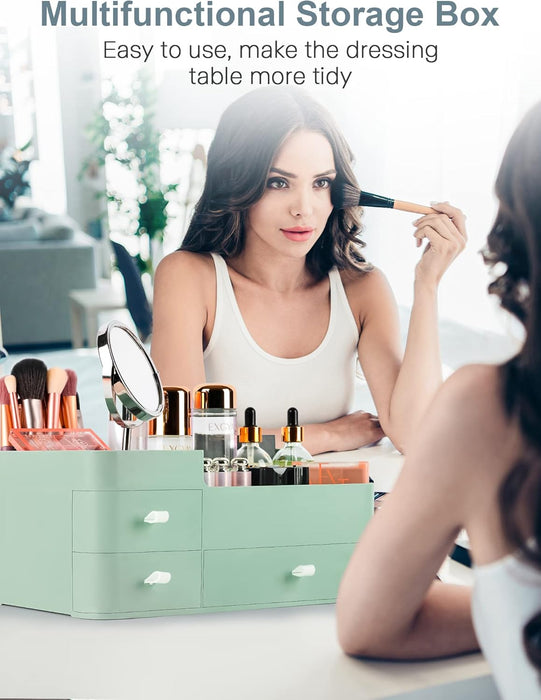 Makeup Organizer with Drawers,Large Capacity Countertop Organizer for Vanity,Bathroom and Bedroom Desk Cosmetics Organizer for Skin Care,Brushes, Eyeshadow, Lotions, Lipstick, Nail Polish and Jewelry