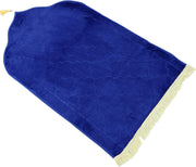 Premium Velvet Prayer Mat 70x110 cm Anti-Slip Soft Muslim Janamaz with Tasbeeh Comfortable Islamic Prayer Rug Ideal for Daily Use & Gifting Brown - Blue