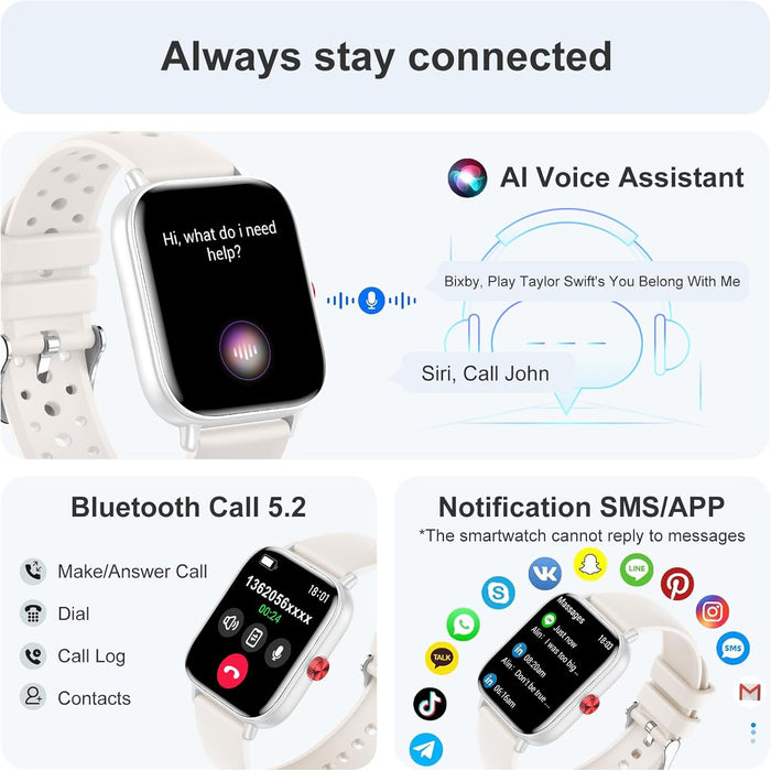 Smart Watch for Women(Answer/Make Call), 1.83" HD Touch Screen Fitness tracker with Heart Rate SpO2 Sleep Monitor,100+ Sport Modes, IP68 Waterproof Smartwatch compatible with iOS & Android, Pink