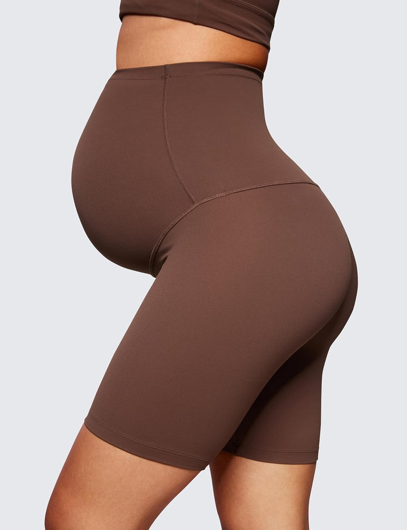 CRZ YOGA Womens Butterluxe Maternity Yoga Biker Shorts Over The Belly 4" / 6" - Pregnancy Workout Running Athletic