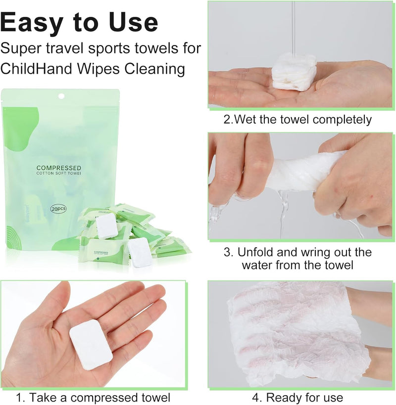Disposable Face Towel 20 PCS Compressed Towels Clean Skin Tablets Wipes Mini Washcloths Face Wash Cloths Hotels Salon Drying Paper Travel Portable Size Cleansing Camping Makeup Remover Washing