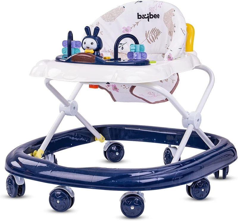 Baybee Zato Baby Walker for Kids, Foldable Kids Walker with 3 Position Adjustable Height & Musical Toy Bar Kid Activity Walker for Toddlers Walkers for Baby Boy Girl 6 to 18 Months (Purple) - Dark Blue