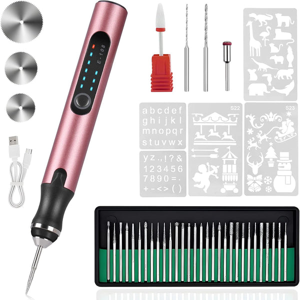 Electric Engraving Pen with 37 Bits, USB Rechargeable Cordless Engraving Machine, Portable DIY Rotary Engraver for Jewelry Wood Glass Stone Carving