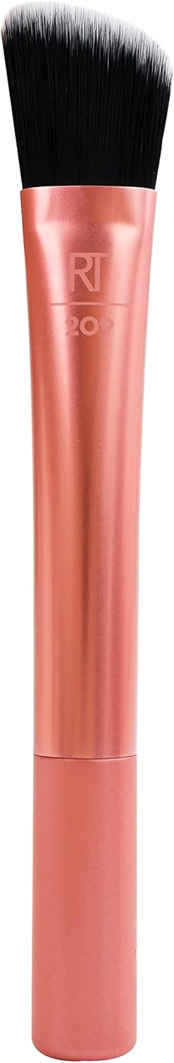 REAL TECHNIQUES Seamless Complexion Makeup Brush, Four Foundation, Primer, And Moisturizer, Makeup & Skincare Face Brush, Streakfree And Natural Finish, Orange, 1 Count