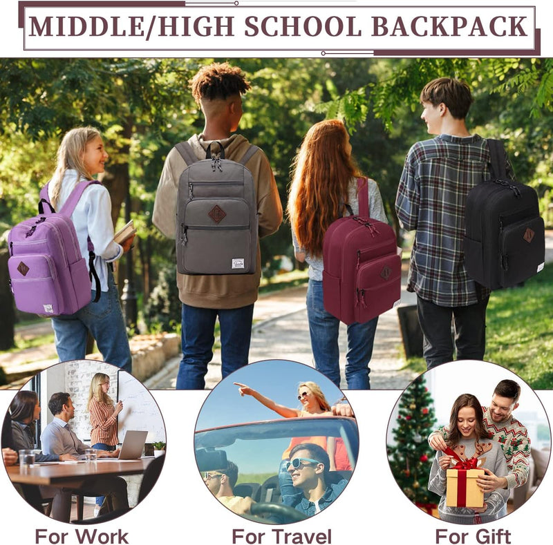VASCHY School Backpack for Women, Unisex Large Bookbag Schoolbag Casual Daypack for High School/College/Teens/Travel/Work