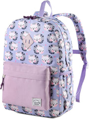 Kids School Backpack Rucksack for Boys Girls Children's Toddler Backpack Kindergarten Book Bag with Chest Buckle - Medium Purple Cats