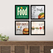 kotart Engineered Wood Photo Frames For Kitchen And Restaurant Wall Decoration - Food Quotes Decor Poster With Frame (11 Inch X 11 Inch, Multi) Design-2, Square)