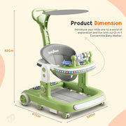 Baybee 3 in 1 Baby Walker with Parental Push Handle 3 Adjustable Height, Lights & Musical | Toddler Activity Walker for Kids | Baby Push Walker for Baby Boy Girl 6 to 18 Months (Green)