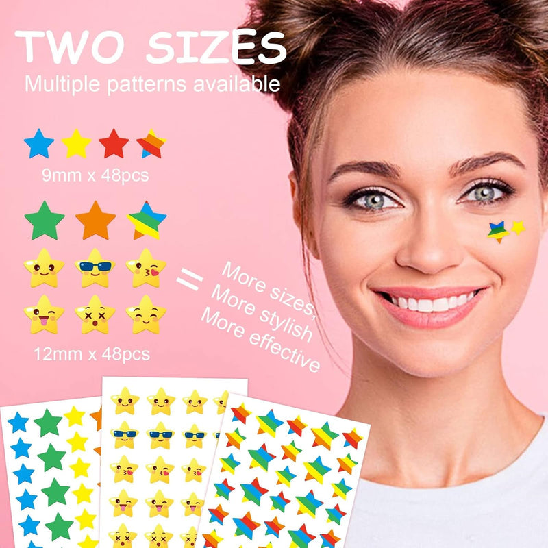 MAKINGTEC 96 Patches Cute Star Pimple Patches, Face Pimple Patches, Acne Healing Patches, Hydrocolloid Acne Patches for Face Blemish, Zit Acne Dot Acne Pimple Absorbing Cover Patch (Stars Shape)