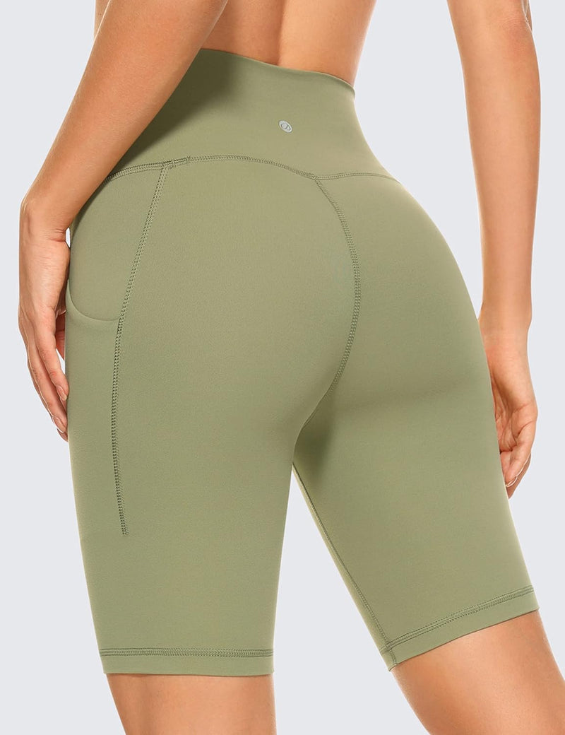 CRZ YOGA Women's Butterluxe Biker Shorts 8 Inches - High Waisted Yoga Shorts Side Pockets Buttery Soft