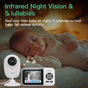Simyke Smart Video Baby Monitor, 2.8 Inch Screen, 1080p Camera, 1500ft Long Range, WiFi On/Off Switch, Night Vision, Power Clock,