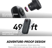 X4 Air Road Cycling Bundle (Independent) - Light 165g 8K 360 Camera, Invisible Selfie Stick, Replaceable Lenses, Shoot First & Frame Later, Built-in Wind Guard, Stabilization, AI Editing