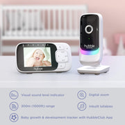 Hubble Nursery View Glow Baby Monitor 2.8" LCD Display, Infrared Night Vision, 300m Range, 2-Way Talk, Room Temp Sensor, Digital Zoom, 7-Color Night Light, Soothing Sounds, Works with HubbleClub App