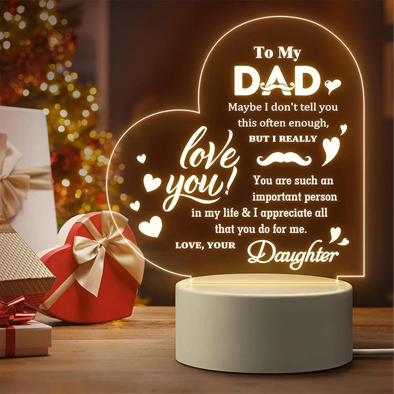MAKINGTEC Dad Night Light - Engraved Acrylic Lamp Gift for Fatherâ€™s Day, Birthday, or Christmas - Thoughtful Present from Daughter Son - Perfect for Stepdad Father-in-Law