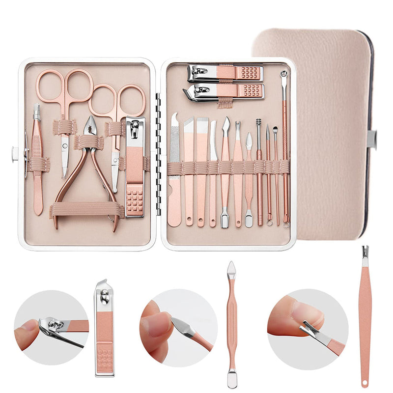 U-HOOME 18 in 1 Manicure Kit, Professional Nail Clippers Set with Travel Case for Women Nail Kit For Pedicure & Manicure