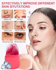 ECVV 2-in-1 Ice Cube Roller Massager for Face, Eyes and Neck Naturally Ice Conditioning and Skin Care, De-Puff Eye Bags, Reusable Massage Silicone Ice Mold