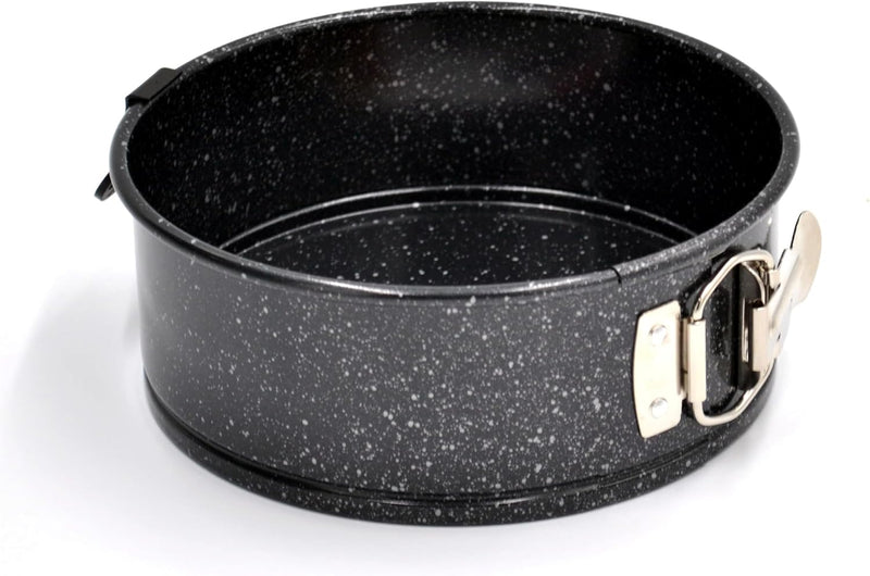 Prestige Granite Stone Springform Cake Round Pan 18 CM Non-Stick Bakeware Carbon Steel Leakproof Baking Tin Black-PR48782 - 7 inch