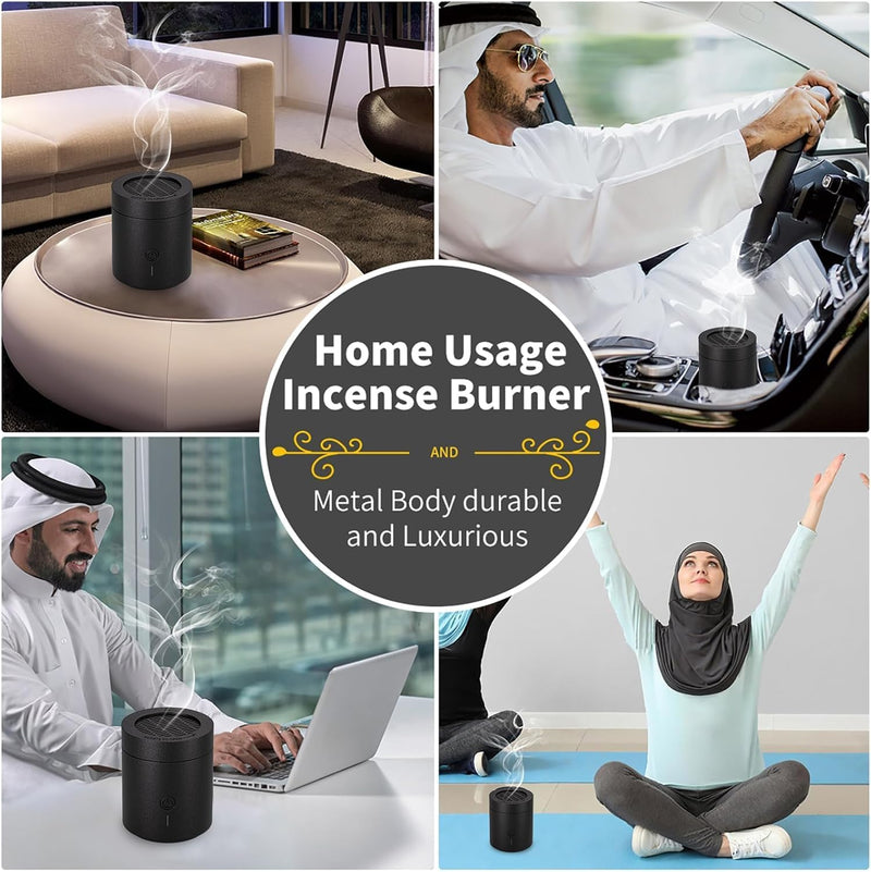 Rotating flip Electric Incense Burner bakhoor Portable USB Charging Smart Electronic Aromatherapy Machine (Special Coal briquettes Charcoal Fragrance)
