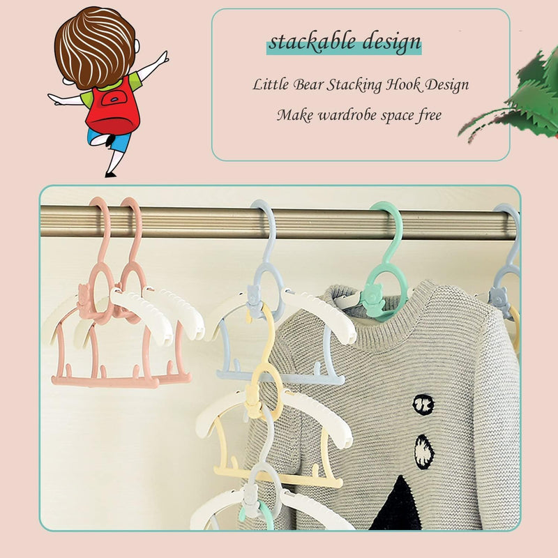 TOMVAES Kids Baby Hangers,11"- 14" Adjustable de Children Coat Hangers for Baby, 20pcs Toddler Kids Child Nursery Closet Hangers, Non-Slip and Extendable Laundry Plastic Infant Hangers (Pink)