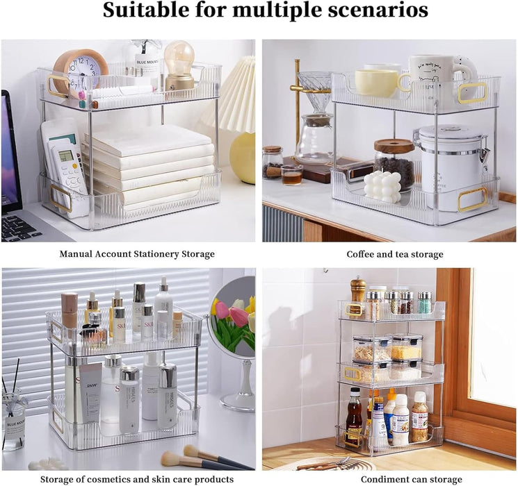 U-HOOME Bathroom Counter Organizer, Countertop Organizer and Storage,Bathroom Shelf Organizer,Cosmetics Skincare Shelf Organizer,Makeup Organizer Perfume for Dresser Vanity Tray, Spice Rack (Clean3)