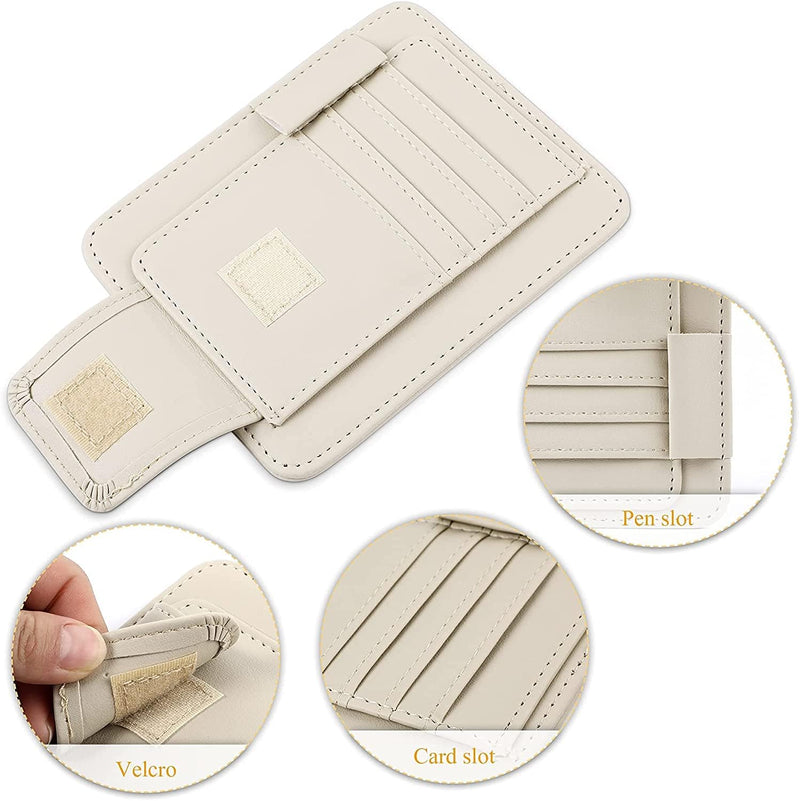ZeeSquare Car Tissue Holder Organizer (Beige) – Compact PU Leather Tissue Box Holder for Car Sun Visor, Seatback or Dashboard – Car Accessories Interior Tissue Box Case
