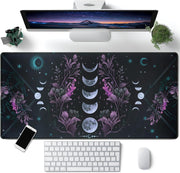 Japanese Landscape Desk Mat Post Moonlight Samurai Mouse Pad Large Dark Aesthetic Desk Pad Gaming Mousepad Extended XXL 31.5 x 15.7 in Laptop Computer Mouse Keyboard Mat - A Celestial Moon Phases