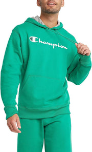 mens Graphic Powerblend Fleece Pullover Hood Hooded Sweatshirt - Green Vine Script