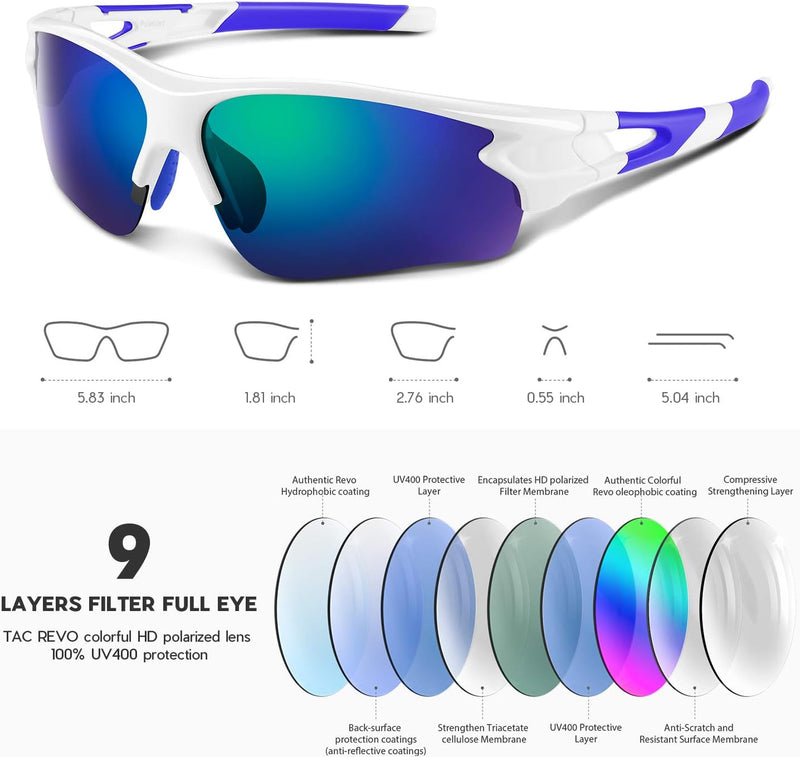 Polarized Sports Sunglasses for Men Women Youth Baseball Fishing Cycling Running Golf Motorcycle Tac Glasses UV400