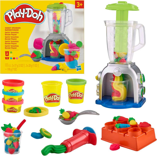 Play-Doh Rainbow Swirl Ice Cream Playset with 7 Pretend Play Kitchen Accessories, Arts and Crafts Toys for 3 Year Old Girls and Boys and Up - M Smoothie mixer playset