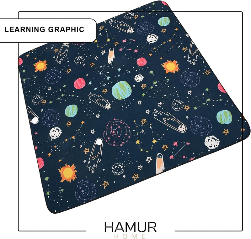 Hamur Home Baby Play Mat Non-slip Play Mat Foldable Crawling Mat Kids Baby Mat 150 X 150 Cm For Kids Room Playroom Washable Machine Washable Kids Carpet (Animals)