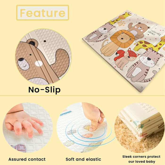 AM ANNA Foldable Baby Play Mat, 200 * 180 * 1.5 CM Extra Large Waterproof Activity Playmats for Babies,Toddlers, Infants, Play & Tummy Time, Foam Baby Mat for Floor,Indoor Outdoor Use (Please Smile)