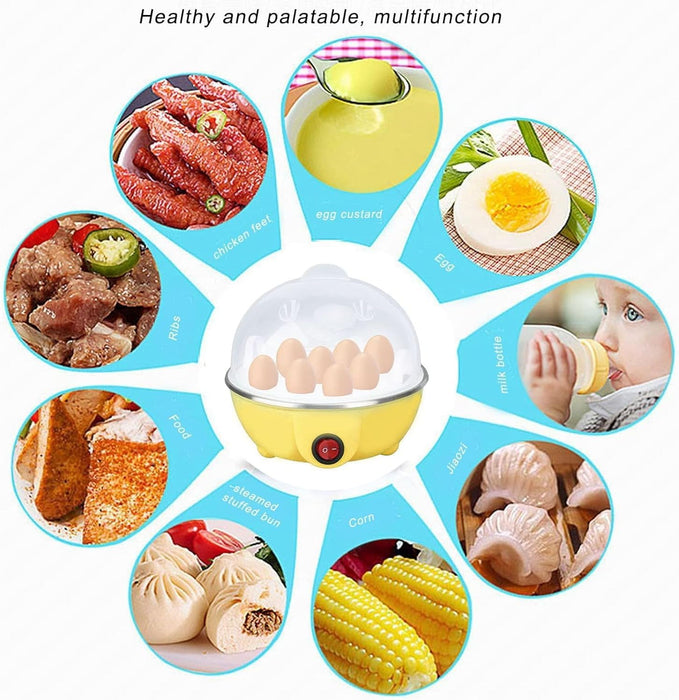 ECVV Multi-functional Electric Eggs Boiler Cooker Steamer Home Kitchen Use | 7 Egg Capacity Multifunction Electric Boiled Egg Maker Food Steamer | Random Color |