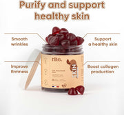 SKIN Vitamin Gummies, for healthier skin, glowing, radiant, clean skin, anti-aging ingredients, Sugar Free, Vegan, Blueberry Flavour (60 Count)