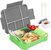 Lunch Box For Kids School, Bento Lunch Box, Lunch Containers for Adults/Kids/Toddler, Leakproof with 1330ML-5 Compartment Microwave & Dishwasher& Freezer Safe(Pink) - Grey