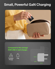 Belkin 2-Port USB-C Plug 50W, Dual-Port GaN Charger with 2x USB C Ports, Fast Charging for MacBook, iPhone 17, iPad Pro, Chromebook, Galaxy S25 Ultra, Pixel 10, etc. - Travel Essentials - Black - Black