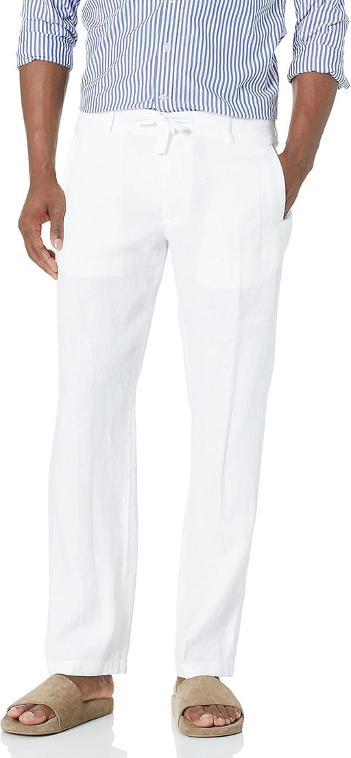 Men's Drawstring Linen Pant Casual - White