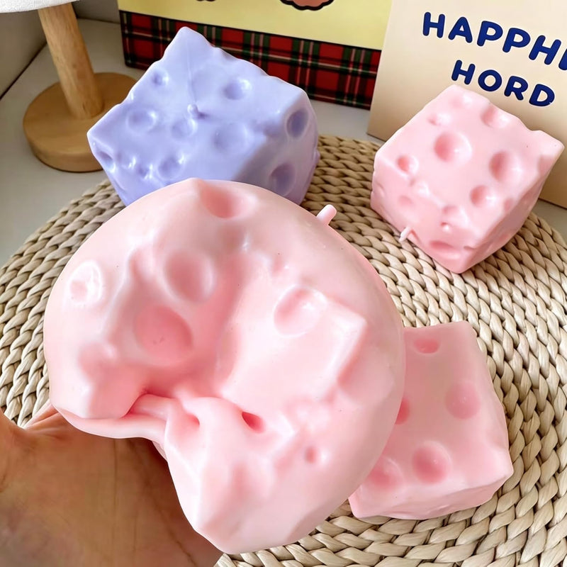 SLEEPHEAD 2Pcs Pink+Yellow Cheese Squishy 7cm, Cheese Squeeze Block, Cheese Squishy Slow Rising Foam Stress Relief Squeeze, Soft Novelty Rising Sensory Cheese Stress & Anxiety Relief Fidget Toys