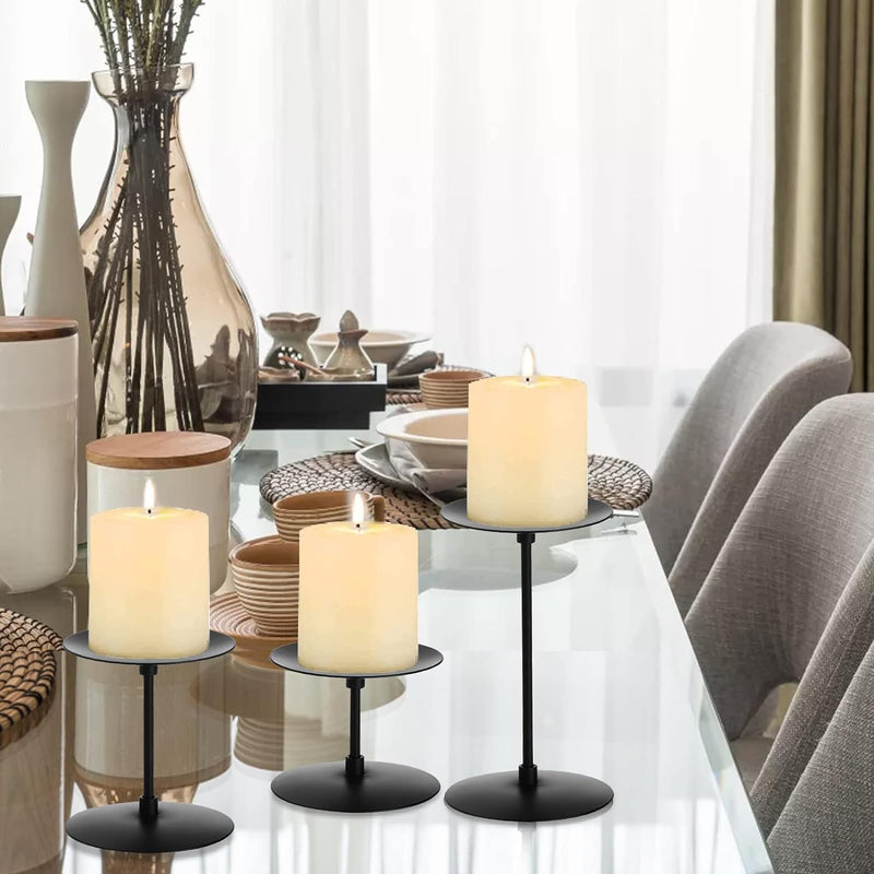Fohome 6 PCS Black Candle Holders,Minimalism Modern Iron Candle Sticks Holder Decor,Candle Stand for Wedding,Dinning,Party,Home Decorating,Anniversary